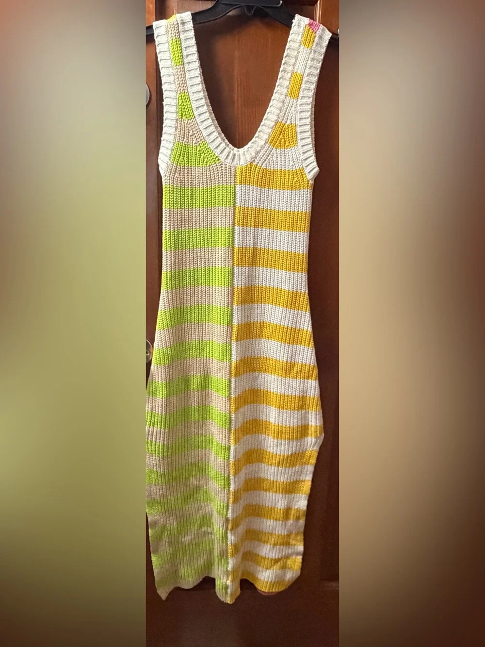 STAUD Seashore Rib Knit Midi Dress Striped Colorblock Sleeveless Small NWT - Picture 4 of 6